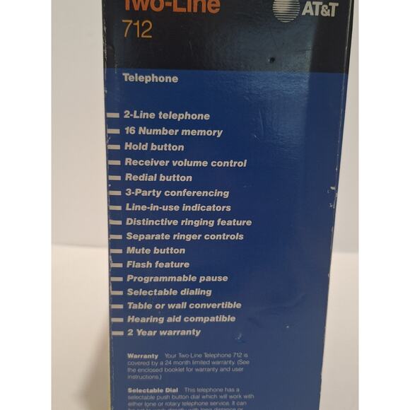 AT&T 712 Two-Line Telephone – Vintage NOS – New in Box with Manual & Cords - Picture 5 of 8